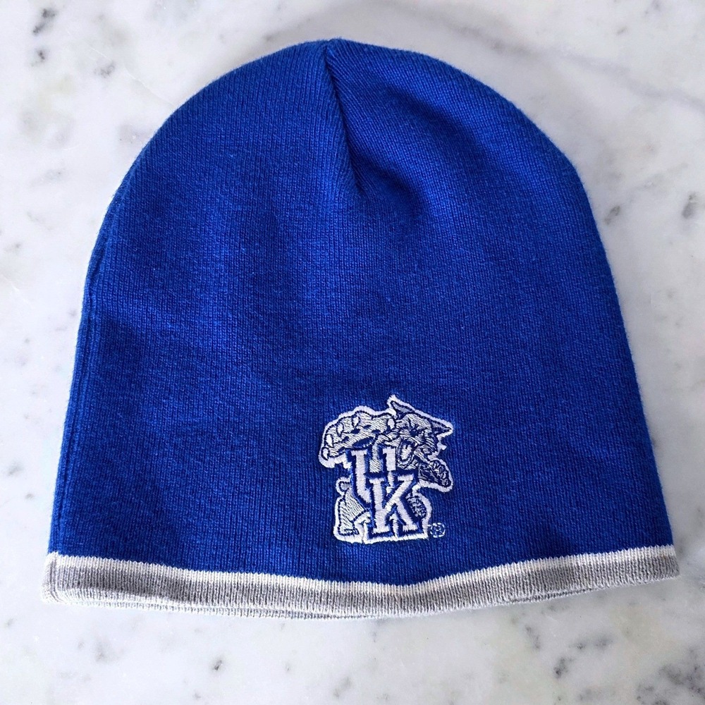 Colosseum UK Kentucky Wildcats  Logo Beanie Hat Ryl Blue Mens Embroidered Rvrsbl